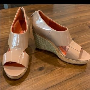 Tan taupe wedge heels espadrilles